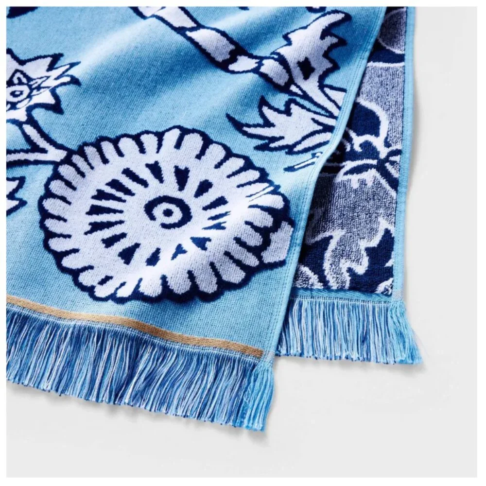 Roller Rabbit x Target Blue Floral Vines Beach Towel